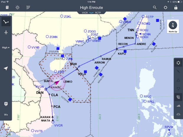 Entering Chinese airspace